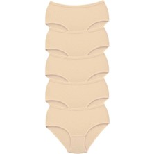 Moda Şahsenem 5 Adet Tutku Kadın Yüksek Bel Bato Kalın Lastik Külot Ten