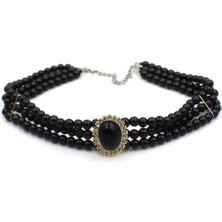 Royaleks Incili Tasma Kolye - Siyah