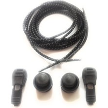 Mawrond Yuvarlak, Çizgili Siyah, Akıllı, Kilitle, Tak-Bırak, Elastik Bot, Spor Ayakkabı Bağcığı, 100 Cm, 1 Çift