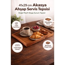 Perla Ev 41X29 cm Akasya Ahşap Servis Tepsisi –  Sunum Tepsisi, Kahvaltı ve Kahve Sunumluk