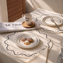 Evidea Kitchen Elegant Curves Porselen Pasta Tabağı - Siyah / Beyaz - 20 cm