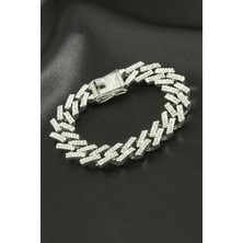 Nacario Chain Zikzak Zincir Zirkon Taşlı Lüks Çelik Bileklik