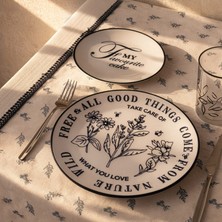 Evidea Kitchen Porselen Flower Servis Tabağı - Siyah / Krem - 25 cm