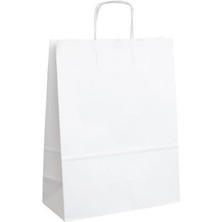 Retapack 32X17X39 Burgu Saplı Beyaz Kağıt Kraft Hediyelik Çanta -10 Adet