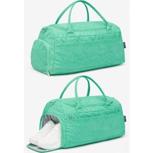 Kaff Yeşil Krinkıl Kumaş Ayakkabı Bölmeli 0818 Önü Cepli  Omuz Askılı Spor ve Seyahat Çantası