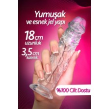 Femstar Ultra Yumuşak Şeffaf 18 cm Gerçekçi Penis Realistik Jel Dokuda Yumurtalıksız Anal Vajinal Dildo
