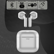 Mioji Air Buds Pro 2 Kablosuz 5.4 IOS, Android, Windows PC ve Tüm Telefonlar ile Uyumlu Metal Kasa Bluetooth Kulaklık - Gümüş