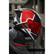 Ls2 Rapıd 2 Grıd Mat Beyaz-Kırmızı Kask-Kırmızı Vizör-Spoiler