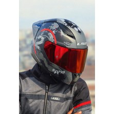 Ls2 Rapıd 2 Cırcle Mat Siyah-Kırmızı Kask-Kırmızı Vizör-Spoiler