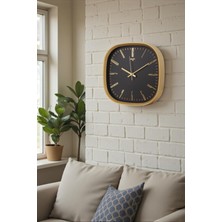 Galaxy Gold Çerçeve Siyah Kadran Gold Rakamlı Duvar Saati 31 cm