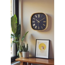 Galaxy Gold Çerçeve Lacivert Kadran Gold Rakamlı Duvar Saati 31 cm