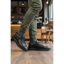 Bulldozer 260044 Siyah Floter Hakiki Deri Masaj Etkili Erkek Günlük Ayakkabı