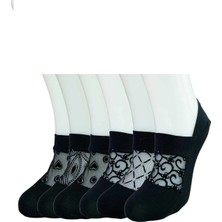 Moda Şahsenem 6 Adet Önü Transparan Kadın Fantezi Desenli Babet Çorap