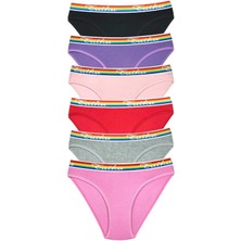 Moda Şahsenem 6 Adet Beli Renkli Lastik Pamuklu Kadın Slip Tutku Külot