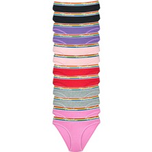 Moda Şahsenem 12 Adet Beli Renkli Lastik Pamuklu Kadın Slip Tutku Külot
