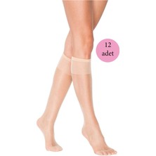 Moda Şahsenem 12 Adet Süper Ince 15 Den Mat Pantolon Çorabı Açık Ten