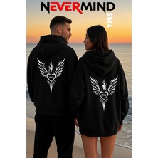 Nevermind Sevgili Kombini 2’li Kapüşonlu Sweatshirt Seti – You & Me Tribal Desen Oversize Unisex
