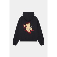 Nevermind Unisex Oversize Kapüşonlu Sweatshirt – Ayıcık Baskılı, Never Mind Tasarım