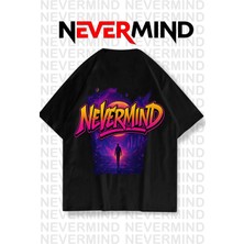 Nevermind Neon Unisex Tişört Retro Vaporwave Tasarım %100 Pamuk