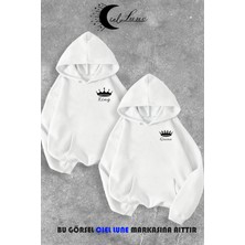 Nevermind Sevgili Çift Kombin King And Queen Baskılı Özel Tasarım Kapüşonlu Sweatshirt 2li Set Takım