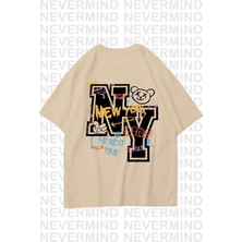 Nevermind Unisex Kadın Erkek Ny-Me Özel Tasarım Sırt Baskılı  Oversize Tshirt
