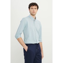 Altınyıldız Classics Slim Fit Düğmeli Yaka Petrol Erkek Gömlek ACE020252157_PET