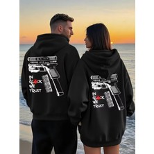 Nevermind Glock Grafik Baskılı Beyaz Hoodie – Sokak Modası Unisex Kapüşonlu Sweatshirt Oversize