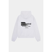 Nevermind Streetwear Oversize Hoodie – Siyah Baskılı Kapüşonlu Sweatshirt