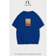 NEVERMIND Nevermind Unisex Kadın Erkek Morocco Baskılı Özel Tasarım Oversize T-shirt