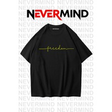 Nevermind Erkek Oversize “freedom” Baskılı Erkek Tişört – Yazlık Rahat Pamuklu Tshirt