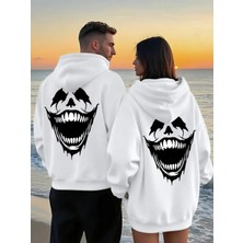 Nevermind Sevgili Kombini Oversize Hoodie – Korku Gülüşü Baskılı 3 Iplik Unisex Sweatshirt 2'li Set