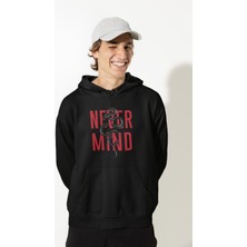 Nevermind Oversize Unisex Hoodie – Baskılı Yılan Desenli Kapüşonlu Sweatshirt