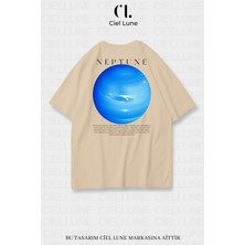 Nevermind Unisex Kadın Erkek Neptün Baskılı Özel Tasarım Oversize T-Shirt