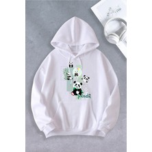 Nevermind Unisex Kadın Erkek Panda Baskılı Oversize Sweatshirt 2 Iplik