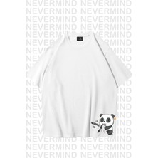 Nevermind Unisex Kadın Erkek Nevermınd Panda Özel Tasarım Baskılı  Oversize Tshirt