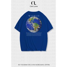 NEVERMIND Nevermind Unisex Kadın Erkek World Baskılı Özel Tasarım Oversize T-shirt