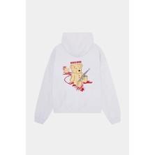 Nevermind Unisex Oversize Kapüşonlu Sweatshirt – Ayıcık Baskılı, Never Mind Tasarım