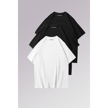 Nevermind Erkek Siyah Beyaz %100 Pamuklu 3’lü T-Shirt Paketi
