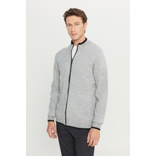 Altınyıldız Classics Erkek Gri Melanj Standart Fit Normal Kesim Dik Yaka Triko Ceket