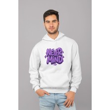 Nevermind Unisex Oversize Kapüşonlu Sweatshirt - Graffiti Yazı Baskılı Streetwear Hoodie