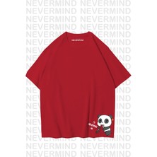 Nevermind Unisex Kadın Erkek Nevermınd Panda Özel Tasarım Baskılı  Oversize Tshirt