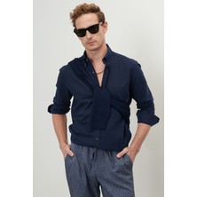 Altınyıldız Classics Slim Fit Dar Kesim Düğmeli Yaka Pamuklu Oxford Gömlek