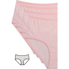 Moda Şahsenem 4'lü Yeni Seri Renkli Yüksek Bel Fitilli Ribana Bato Külot Pembe