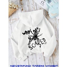 Nevermind Unisex Whe Are You Baskılı Oversize Baskılı Kapşonlu Sweatshirt 3 Iplik