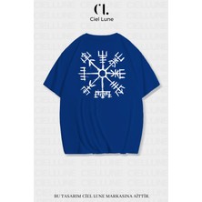 Nevermind Unisex Kadın Erkek Viking Pusula Vegvisir Baskılı Özel Tasarım Oversize T-Shirt