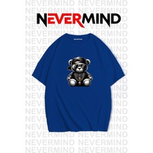 Nevermind Erkek Oversize Siyah Tişört – Hip Hop Ayı Baskılı, Sokak Modası Stil