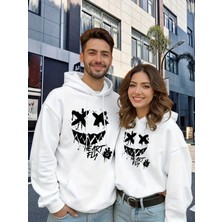 Nevermind Sevgili Kombini Oversize Hoodie – Heart Fly Gülüş Baskılı 3 Iplik Unisex Sweatshirt 2'li