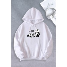 Nevermind Unisex Kadın Erkek Panda Good Friends Baskılı Oversize Sweatshirt