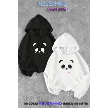 Nevermind Sevgili Çift Kombini Panda Baskılı Kapüşonlu Sweatshirt 2li Set Takım