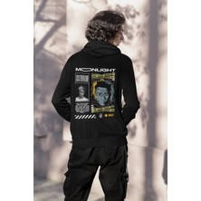 Nevermind Unisex Moonlight Baskılı Oversize Baskılı Kapşonlu Sweatshirt 3 Iplik